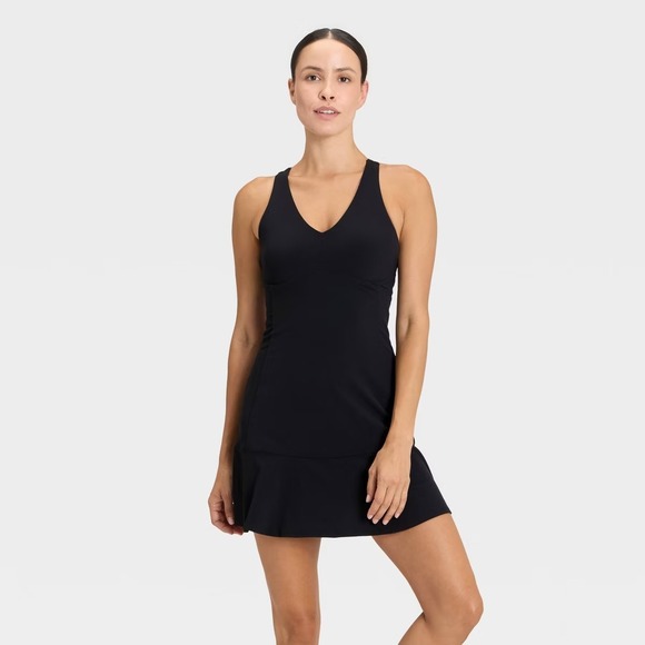 NWT Women's Knit Ruched Active Dress - All In Motion Black Tennis - Picture 6 of 10